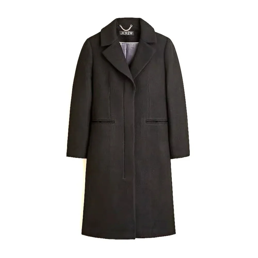 NWT J.Crew Savoy Topcoat in Black Italian Wool-blend Melton Coat 4